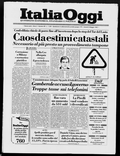 Italia oggi : quotidiano di economia finanza e politica